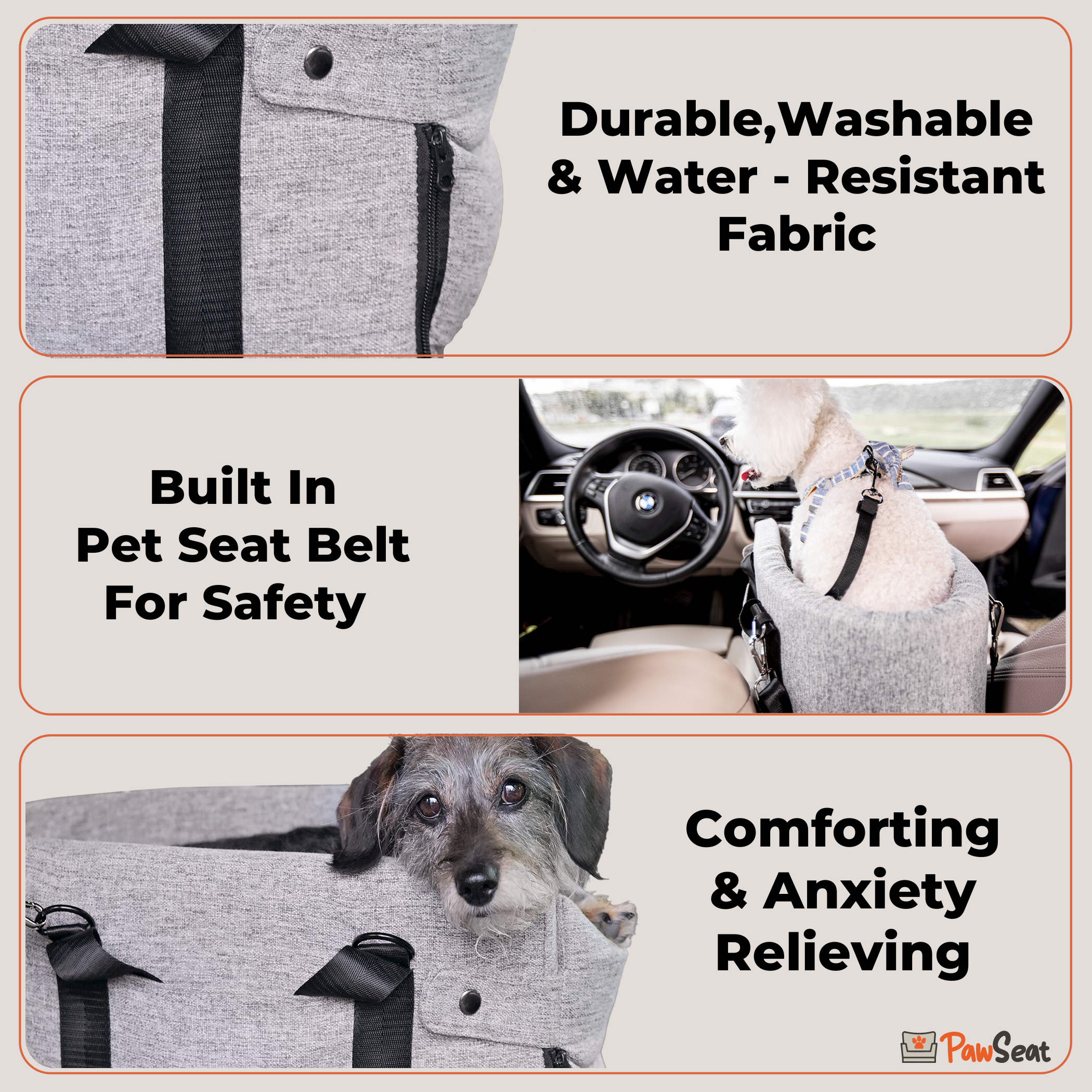 thumbnail interactive-video image 1 of Pet Travel Car Seat Booster Carrier Box Basket With Seat Belt Harness Restraint For Puppy And Cat Copy 1 of 10